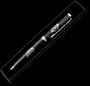 Black Pearlised Pen with Crystal band in Simple Heart design