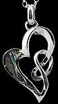 Knot + Paua Shell Drop Pendant in Sea Gems Celtic Heart design