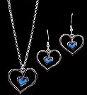 Pendant and earrings in Blue Heart design