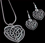 Pendant and Earrings in St Justin Interlacing Celtic Heart design