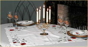 Table set with Double Love Knot design glass ware