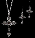 Crystal Ruby Pendant in St Justin Celtic Cross Design