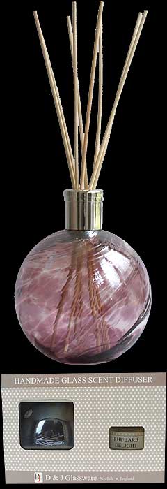 Chic Plum Glass Globe Scent Diffuser with Rhubarb Delight Oil