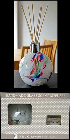 Friendship White Glass Globe Scent Diffuser with Fresh Linen Oil