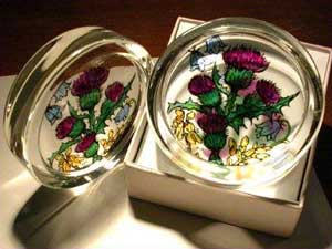Scottish Thistles and Flowers Paperweight