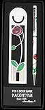 Red Rose and Leaf Bookmark and Pen Set in Sea Gems Mackintosh Rose design