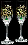 Pair of Champagne Flutes in Celtic Tree Of Life design