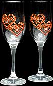 Pair of Champagne Flutes in Double Love Knot Design