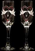 Pair of Champagne Flutes in Doves & Hearts design