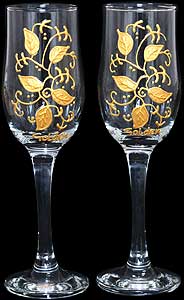 Pair of Champagne Flutes with 'Golden'