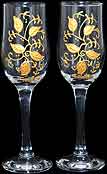 Pair of Champagne Flutes with 'Golden' in Celebration Gold Leaf design