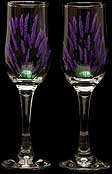 Pair of Champagne Flutes in English Lavender design