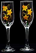 Pair of Champagne Flutes in Daffodil Design