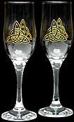 Pair of Champagne Flutes in Celtic Eternity Knot design