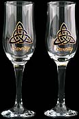 Pair of Champagne Flutes with 'Eternity' in Celtic Eternity Knot design