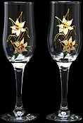 Pair of Champagne Flutes in Lily Nouveau design