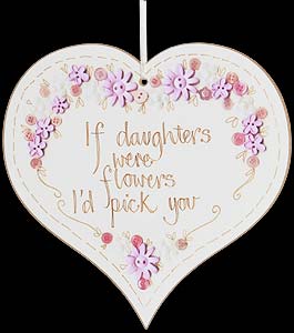 "If daughters were flowers..." Hanging Heart Plaque