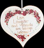 "Love laughter..." Hanging Heart Plaque in Friend Sayings design